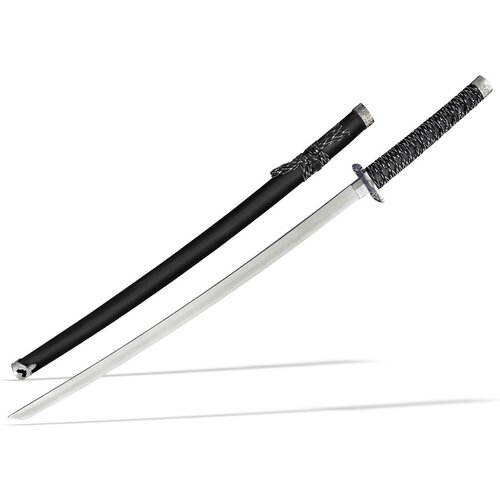 Катана самурайская декоративная классическая, ножные черные, цуба серебро