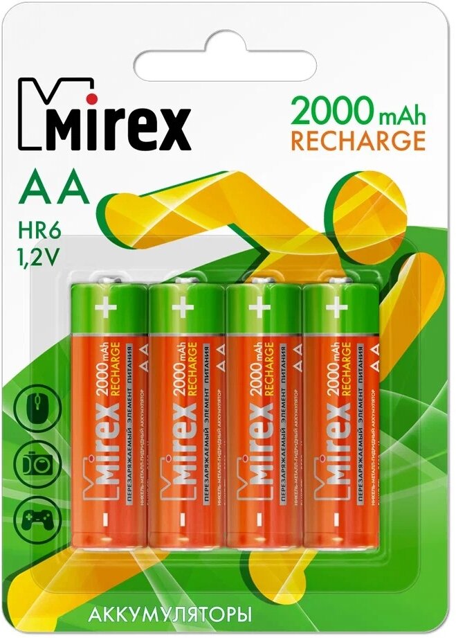 Аккумулятор Ni-Mh 2000 мА·ч 1.2 В Mirex HR6 АА