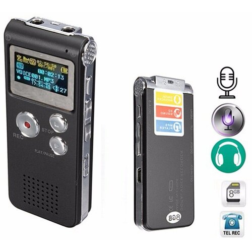 Профессиональный диктофон 08 встроенная память 8GB 350 часов MP3 плеер диктофон с дисплеем 300000₽