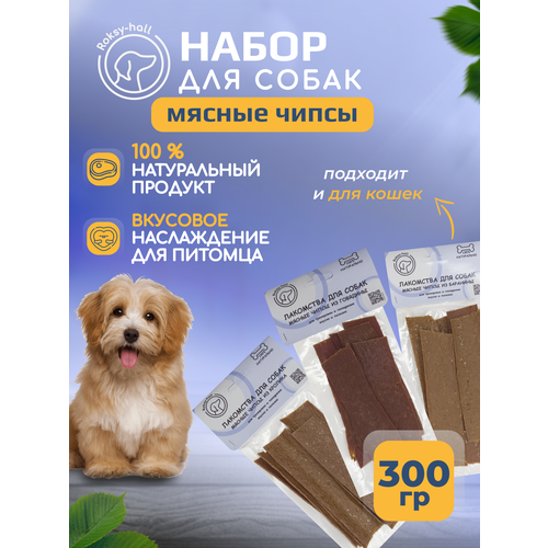 Лакомства для собак Roksy-hall Набор "Мясные чипсы" 3шт, 100г