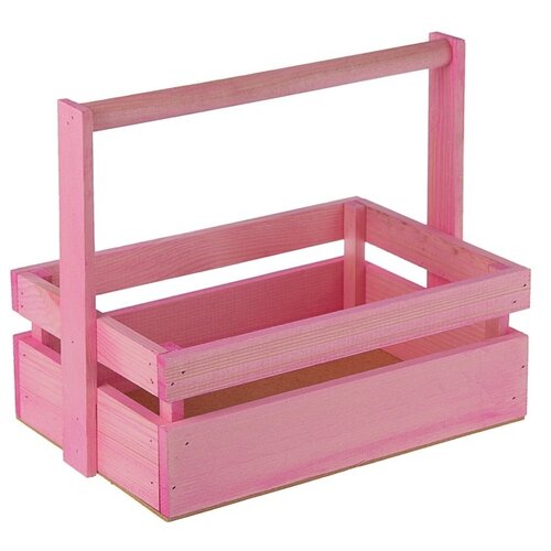 фото Ящик из массива сосны с ручкой 30 x 21 x 12 см, розовый дарите счастье
