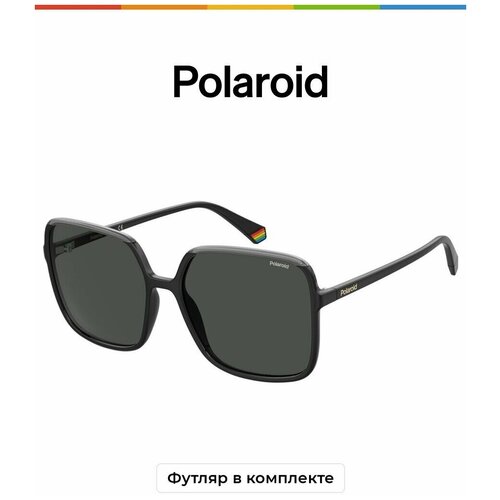 Солнцезащитные очки Polaroid Polaroid PLD 6128/S 08A M9 PLD 6128/S 08A M9, черный, серый солнцезащитные очки polaroid кошачий глаз оправа пластик для женщин мультиколор