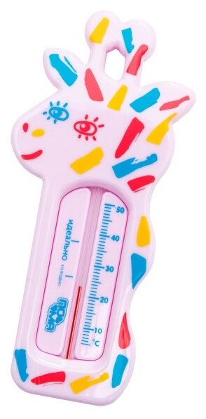 Термометр для ванной пома Жираф розовый