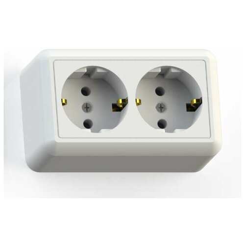 Розетка 2-м ОП Оптима РА16-374 16А IP20 с заземл. с монтаж. пластиной бел. Кунцево 8010 (10шт. в упак.)