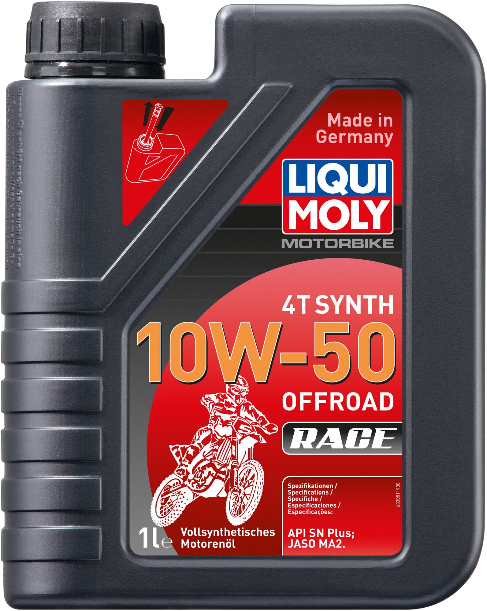 3051 LiquiMoly Синтетическое моторное масло для 4-такт. мот. Motorbike 4T Synth Offroad Race 10W-50 1л