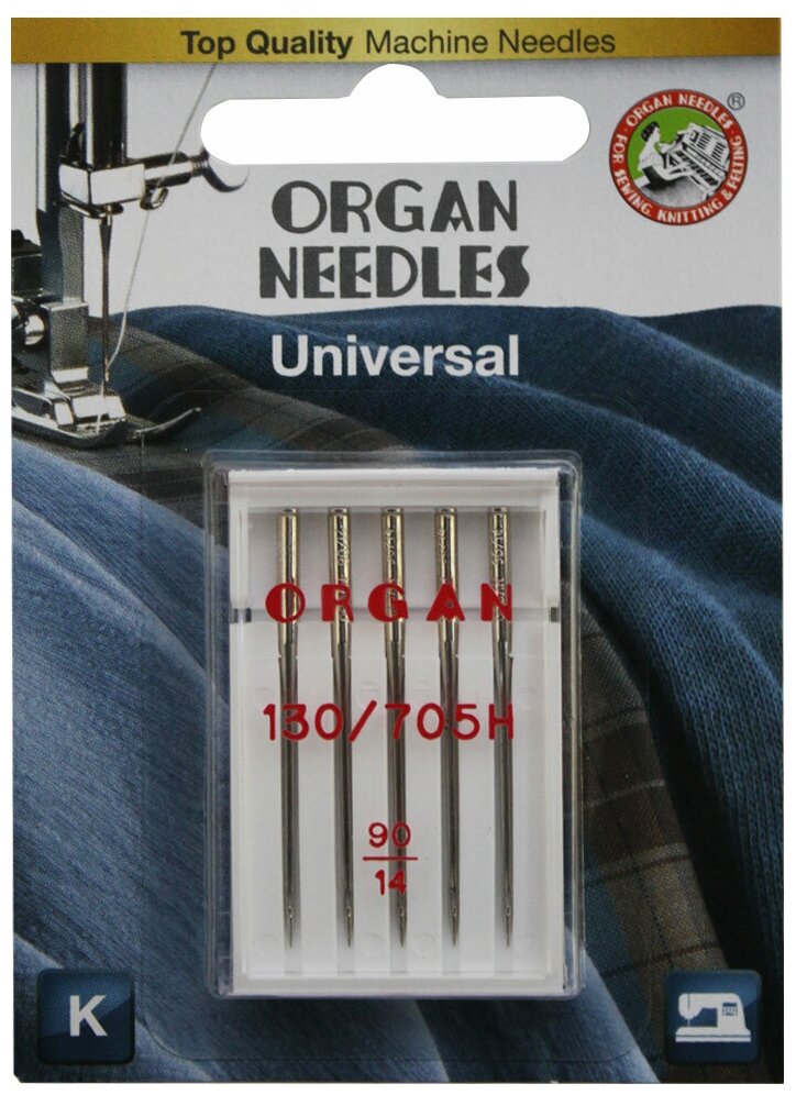 Иглы для швейных машин № 90 универсальные, ORGAN, 5 шт в блистере