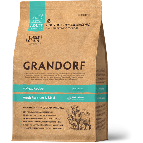 GRANDORF DOG MED&MAXI 4 Meat PROBIOTIC для cобак средних и крупных пород 4 мяса c пробиотиками