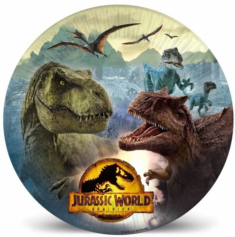 Jurassic World. Набор бумажных тарелок, желтый лого, 6 шт d=180 мм - фотография № 7