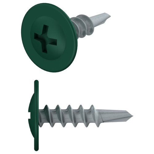 Саморез 4.2х16 мм с прессшайбой, цинк, со сверлом, RAL 6005 (500 шт в карт. уп.) STARFIX ( цвет зеленый мох) (SMC1-18340-500) кляймер 2 мм 200 шт в карт уп starfix smc1 62656 200