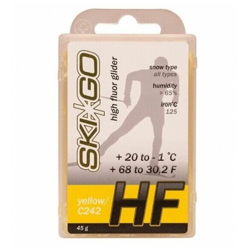 Парафин SkiGo HF Yellow, +20/-1, 45 г парафин skigo hf red 1 5 45 г