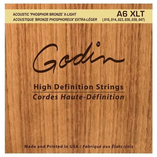 Godin A6 XLT 008988 струны для акустической гитары 10-47, фосфор бронза