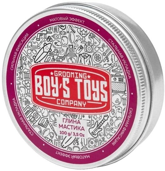 Глина для укладки волос Boy's Toys высокой фиксации, с низким уровнем блеска, 100 г