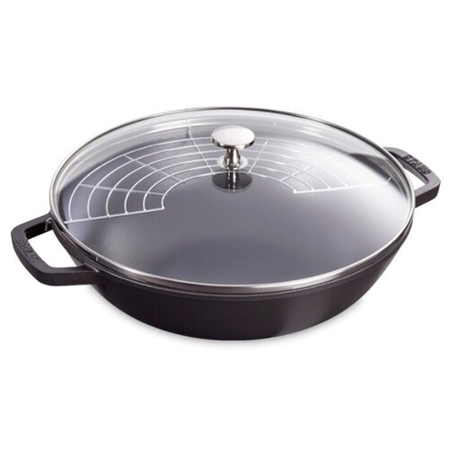 фото Сковорода wok со стеклянной крышкой 30 см, 4,4 л, черная, staub