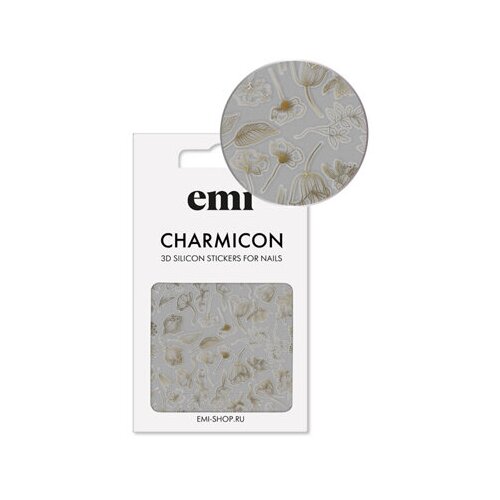 E.Mi, 3D-стикеры №178 Цветы золото Charmicon 3D Silicone Stickers