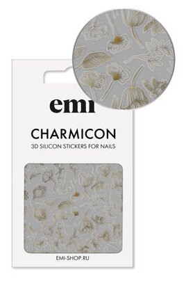 E.Mi, 3D-стикеры №178 Цветы золото Charmicon 3D Silicone Stickers