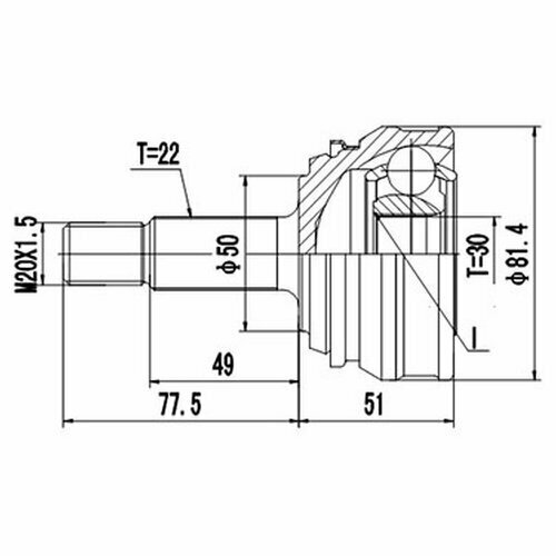 ШРУС Dynamatrix-Korea DCV861013 для VW Caddy I, Golf I, Jetta I, Scirocco