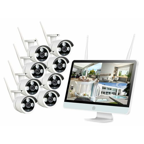 Беспроводной комплект видеонаблюдения на 8 камер для улицы с репитером смонитором - Okta Vision I-Stiv 15 Street - 2.0R (Lux) (дальн. передачи до 300м