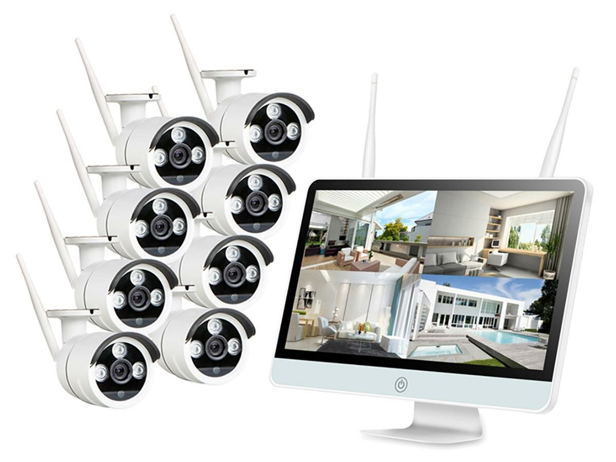 Okta Vision I-Stiv 15 Street - 2.0R (Lux) - Беспроводной комплект на 8 камер для улицы с репитером с монитором 15, ip видеонаблюдение квартиры