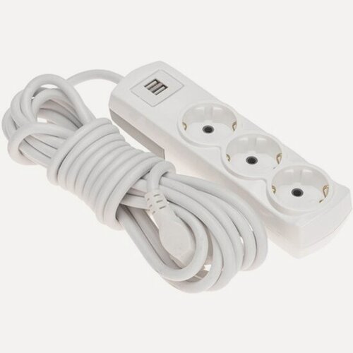 Изображение товара Удлинитель Rexant PREMIUM 5 м, 2 USB, 3 гнезда, 3х1.5 кв. мм, с/з, белый