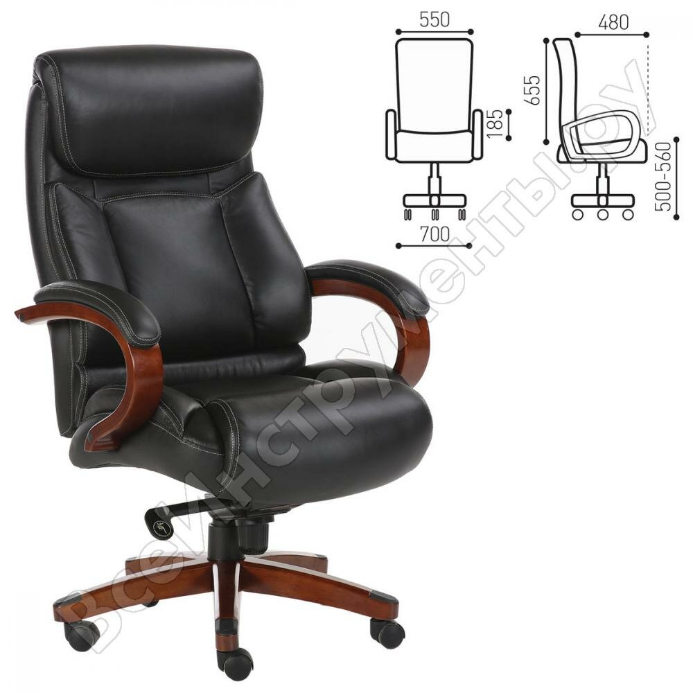 Офисное кресло, дерево, натуральная кожа, черное, BRABIX Infinity EX-707 531826