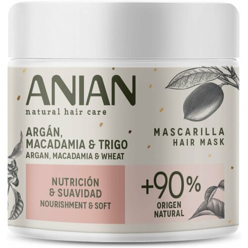 ANIAN Увлажняющая маска для очень сухих и поврежденных волос с маслами аргана, ореха макадамии и пшеничным белком 350 мл
