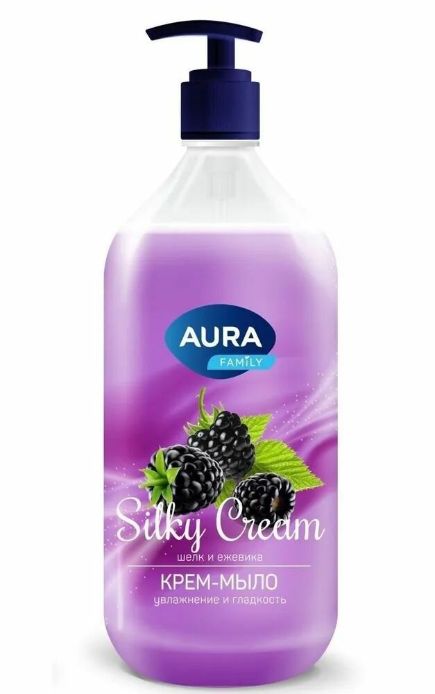 Aura Крем-мыло Шелк и ежевика флакон Silky Cream, 1000 мл