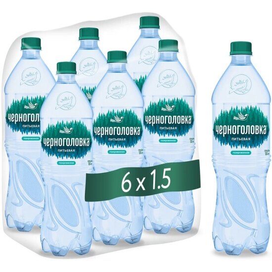 Вода питьевая Черноголовка газированная 15 л ПЭТ (6 штук в упаковке)