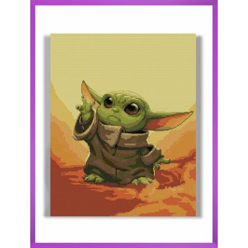 Алмазная мозаика на подрамнике - вышивка Мандалорец - Малыш Йода Арт 40 х 50 см 2050₽