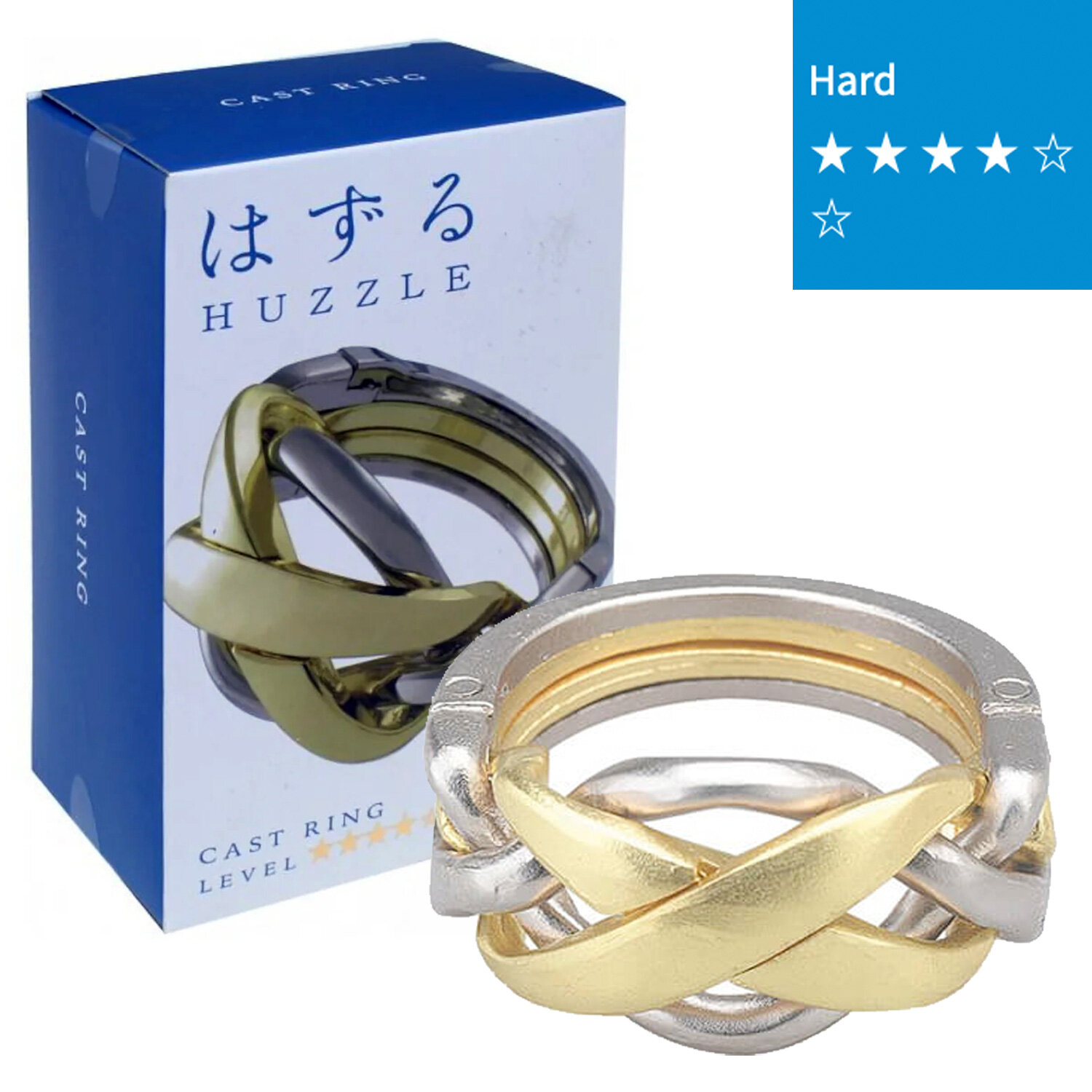Головоломка Hanayama Кольцо 4*, металлическая, уровень сложности 4 из 6, игрушка-антистресс