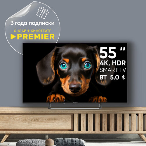 Телевизор Topdevice 55", 4K UHD, ULTRA NEO CS06, Smart TV WildRed, Wi-Fi, корпус черный