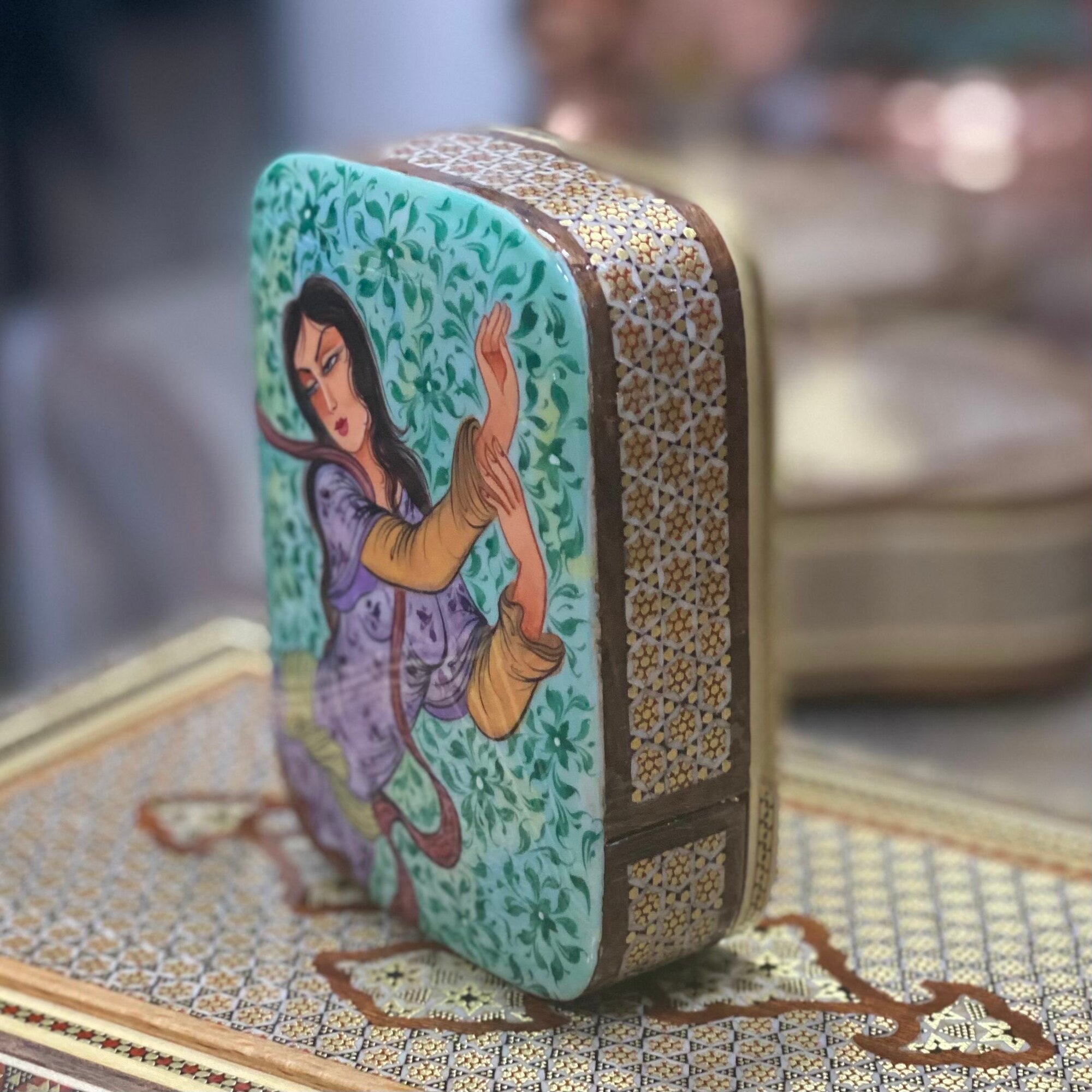 Чехол-футляр Персидский базар, для покерных карт ручной работы, дерево — фото 1