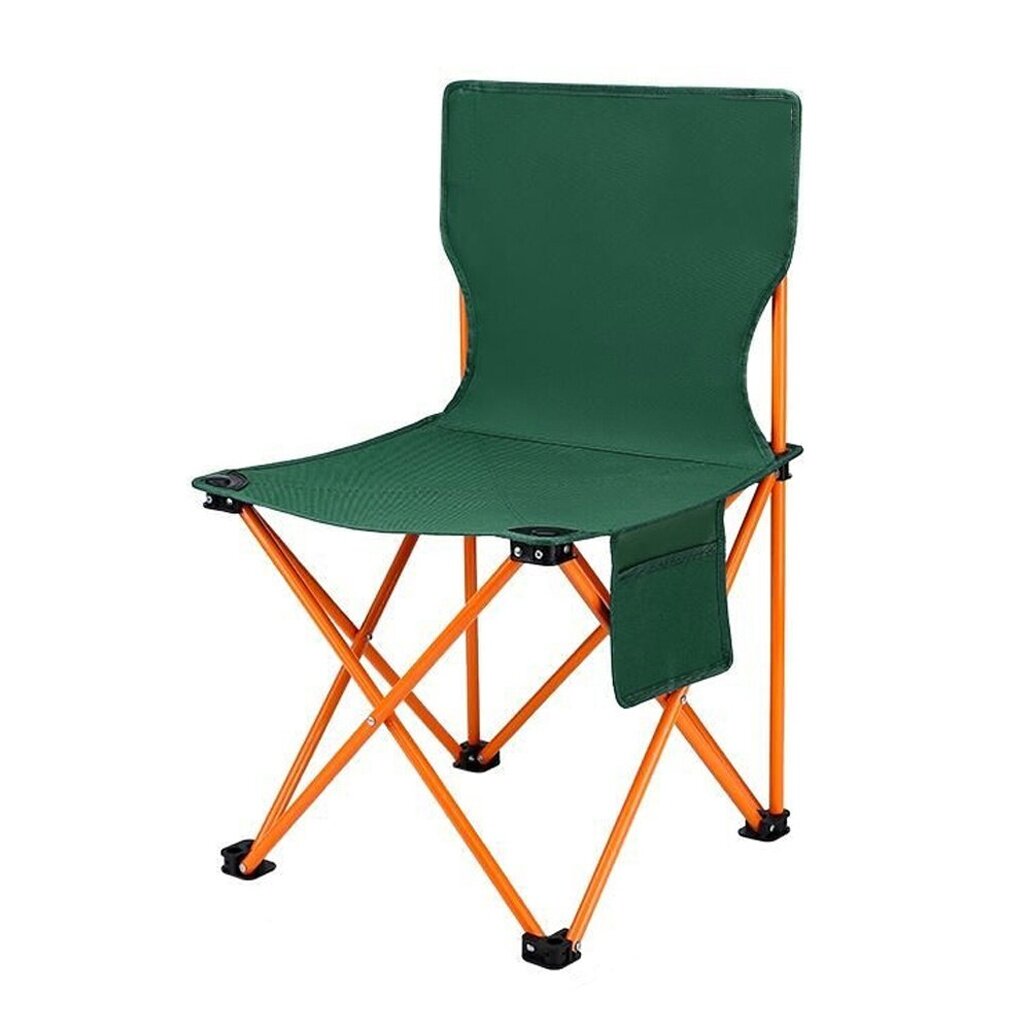 Стул складной кемпинговый с сумкой и чехлом зелёный оранжевая рама 385х37х64см до 80 кг