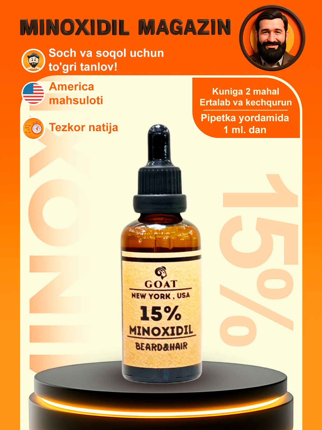 Миноксидил 15% GOAT, 50 мл