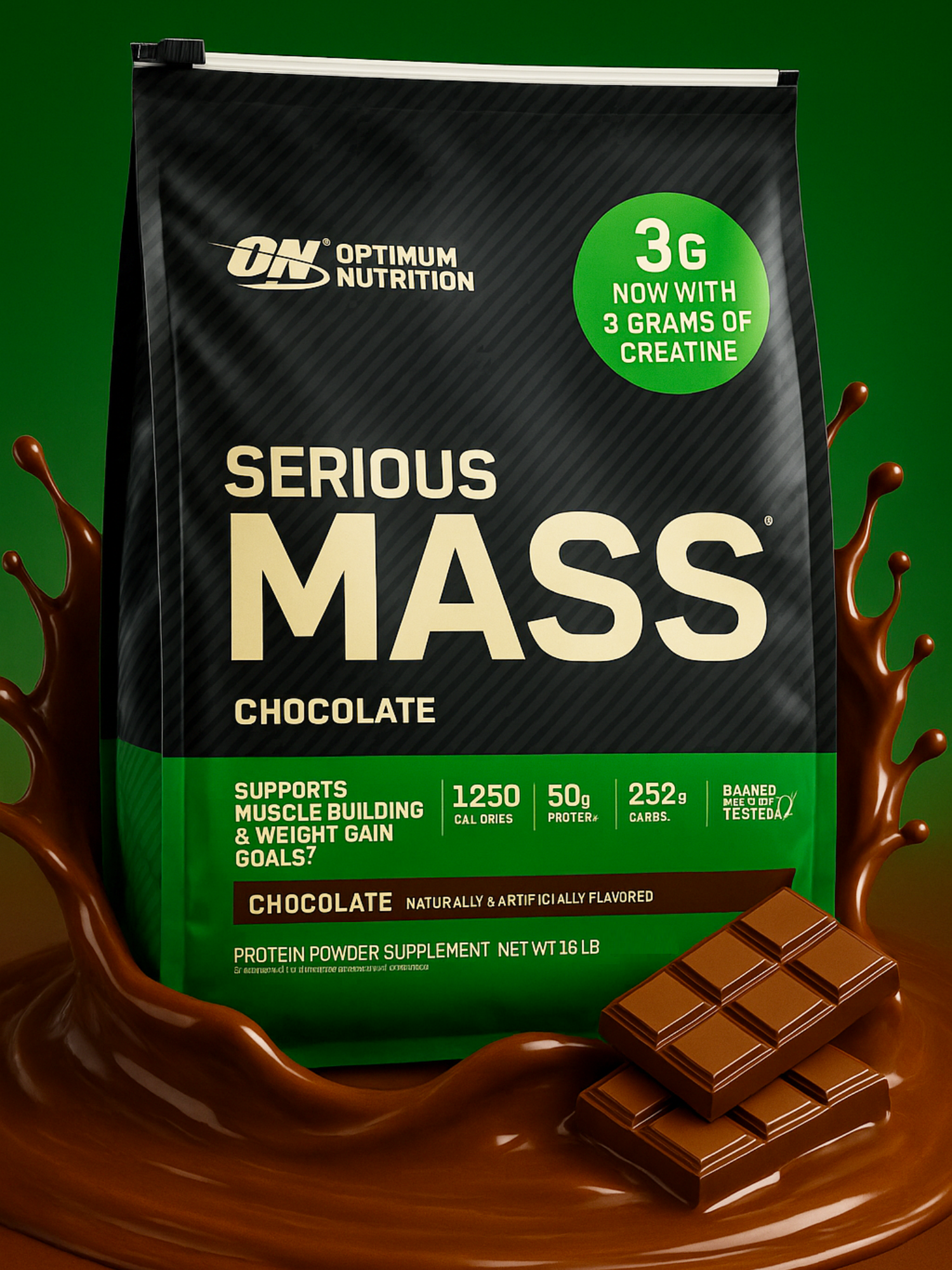 Гейнер Serious Mass Optimum Nutrition 5,4 кг, Для Набора Массы , Шоколад