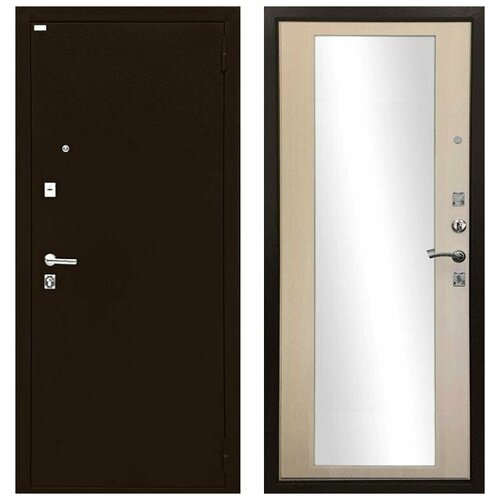 Дверь входная (стальная, металлическая) Ратибор Люкс с зеркалом 