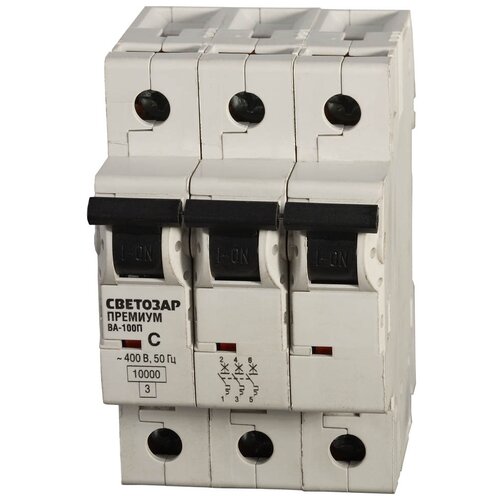 СВЕТОЗАР Выключатель автоматический СВЕТОЗАР премиум 3-полюсный, 6 A, C , откл. сп. 10 кА, 400 В