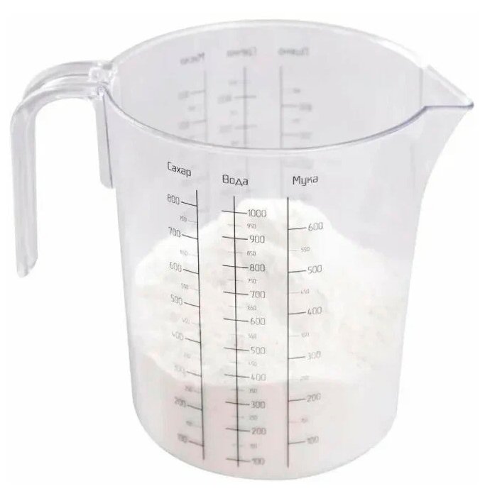 Мерный стакан из пластика, кухонная мерная емкость, мерная кружка, кувшин прозрачный, объем 1 литр - фотография № 2