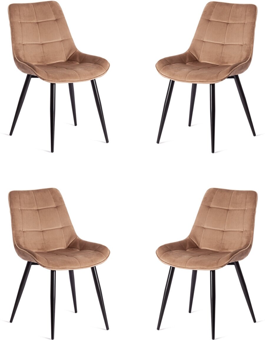 Комплект стульев ABRUZZO ( mod. 8060 ) металл/вельвет, коричневый (HLR11)/черный