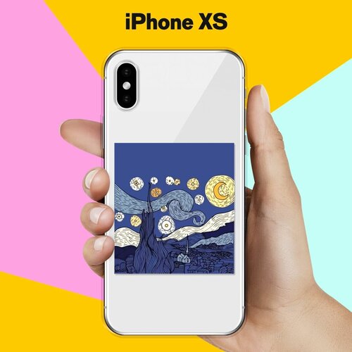 Силиконовый чехол Ночь на Apple iPhone Xs силиконовый чехол на apple iphone xs айфон xs нежные розы акварель прозрачный