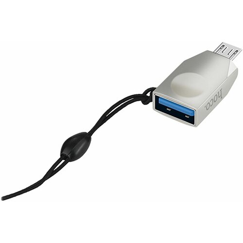 Адаптер Hoco OTG UA10 для смартфонов, microUSB - USB, цвет серебристый, 1 шт переходник адаптер hoco ls20 0 2 м 1 шт черный