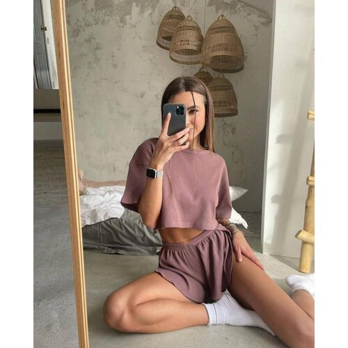 фото Комплект домашний женский, пижама двойка: короткая футболка и шорты, спорт clio