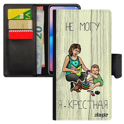 фото Чехол книжка для мобильного galaxy a40, "не могу - стала крестной!" семья комикс utaupia