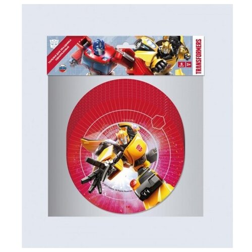 Тарелки бумажные Трансформеры 6 шт, 18 см. PP-70327-TR