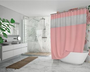 штора для ванной Peva с 3D вставкой (пудра) 1,8*2,0