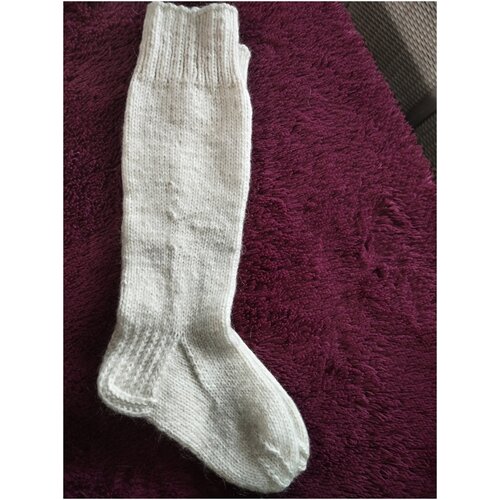 фото Шерстяные носки белые,длинные россия