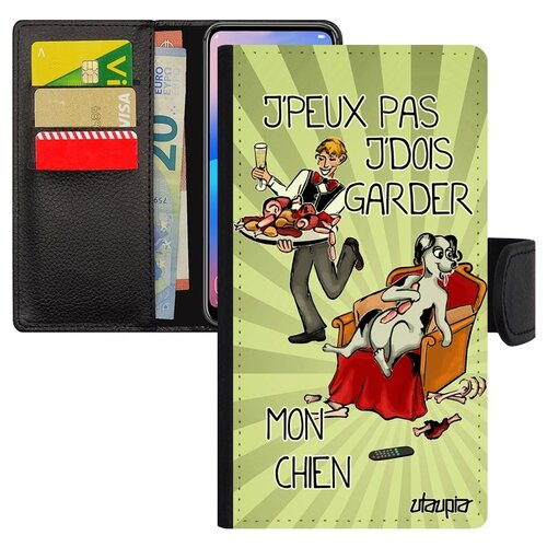 фото Чехол книжка на мобильный galaxy s10e, "не могу - у меня собака!" карикатура юмор utaupia