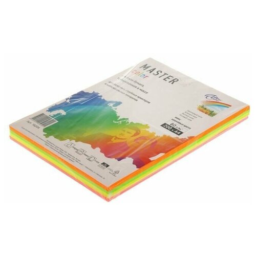 Бумага цветная А4 Mix Neon, 200 листов, 4 цвета по 50 листов, 80г/м2, 1 набор