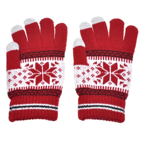 фото Перчатки gsmin touch gloves для сенсорных (емкостных) экранов "снежинка" (красный)