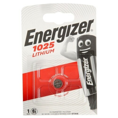 Батарейка литиевая Energizer, CR1025-1BL, 3В, блистер, 1 шт. батарейка литиевая kodak max cr1632 1bl 3в блистер 1 шт