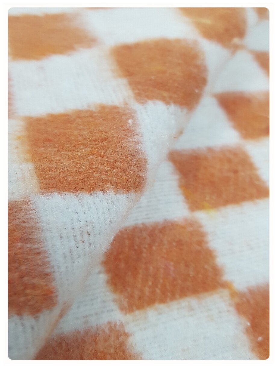 Одеяло байковое 1,5 спальное 140х205 см (оранжевая клетка) - фотография № 2